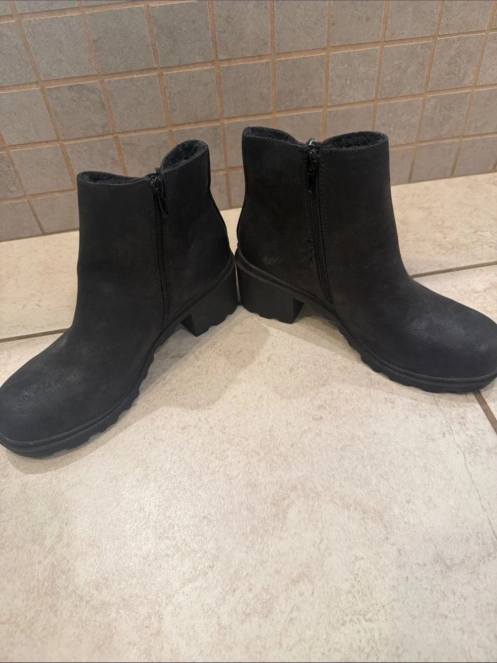 Girls Black Ankle Boots with Side Zipper